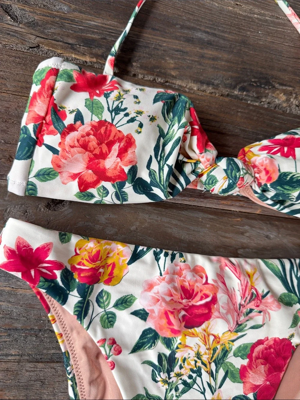 J. Crew floral bandeau high cut leg  cheeky bikini NWOT small